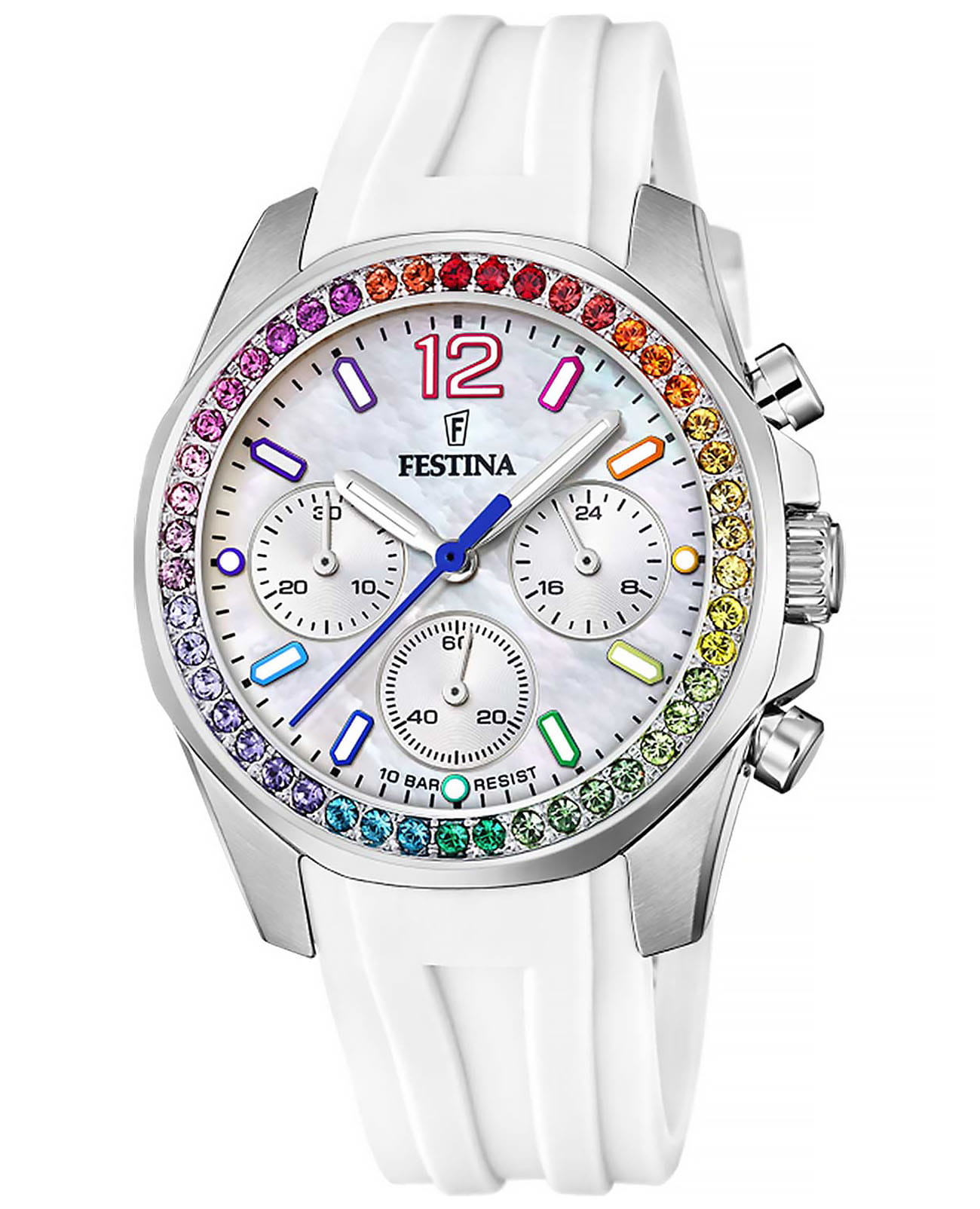 Festina Festina Boyfriend F20610/2  F20610/2 кварцевые женские часы перламутровый циферблат, браслет каучук — вид спереди