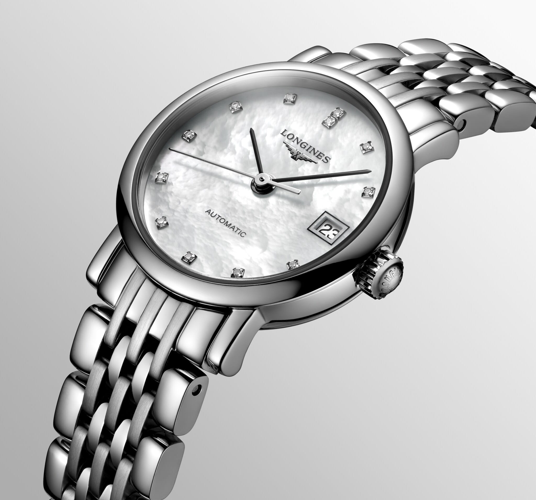 Longines Longines Elegant Collection L4.309.4.87.6 механические мужские часы часы крупный план перламутровый циферблата