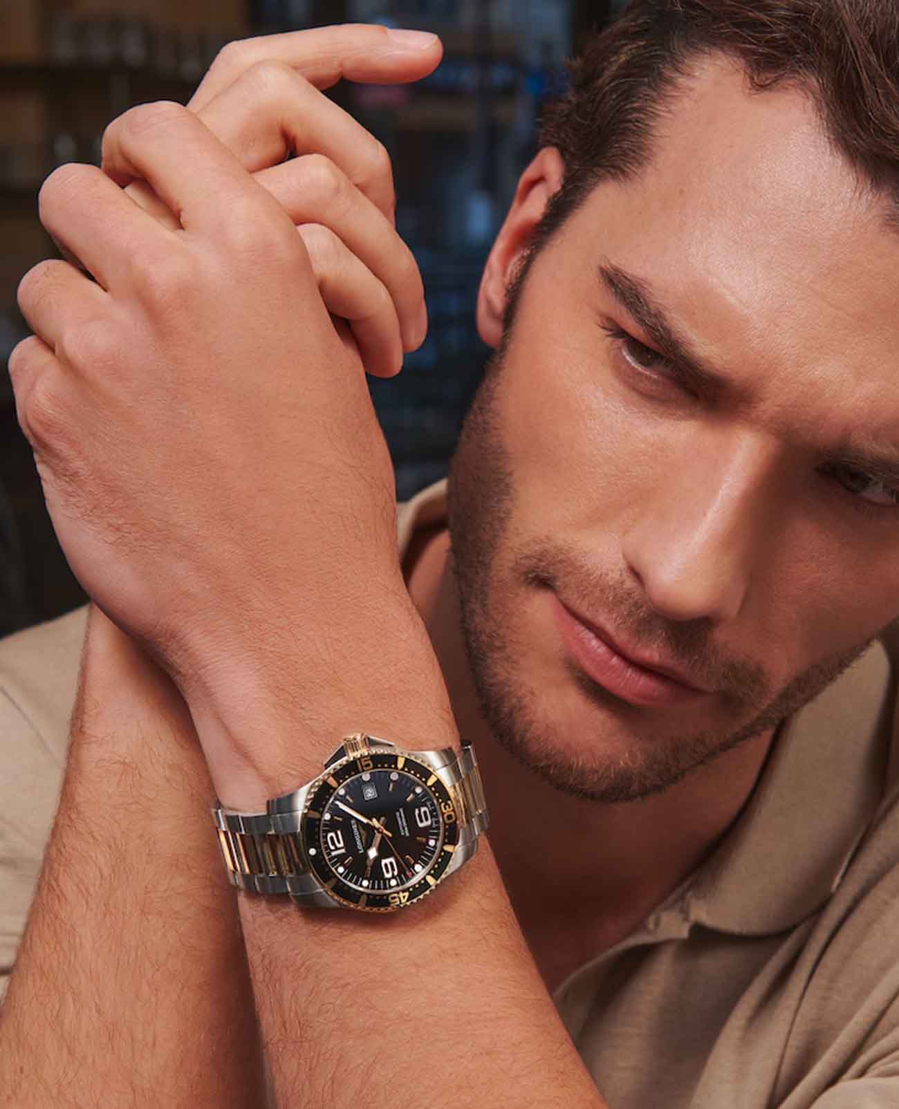 Longines Longines Hydroconquest L3.742.3.56.7 мужские часы черный циферблат на запястье