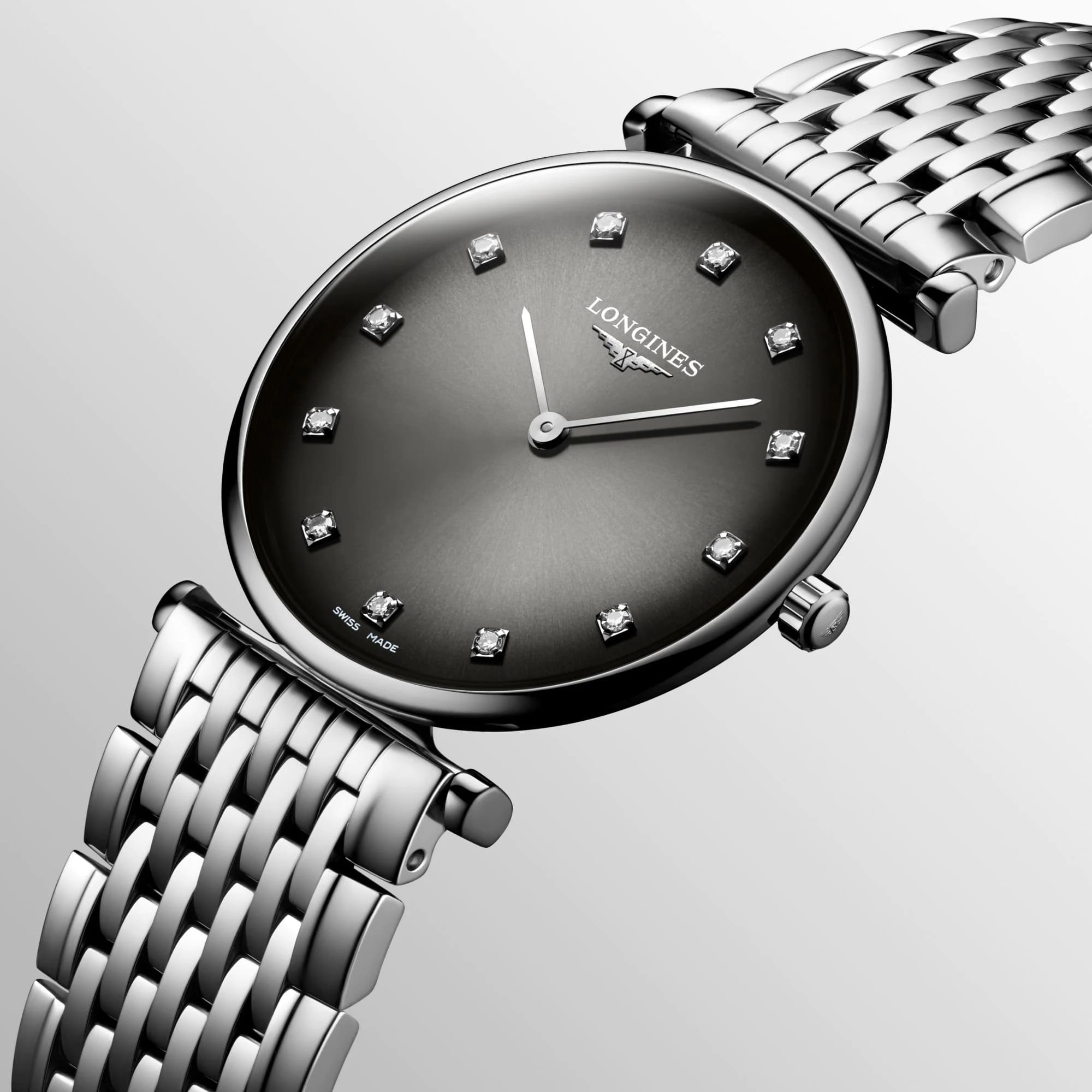Longines Longines La Grande Classique L4.512.4.77.6 кварцевые женские часы часы крупный план серый циферблата