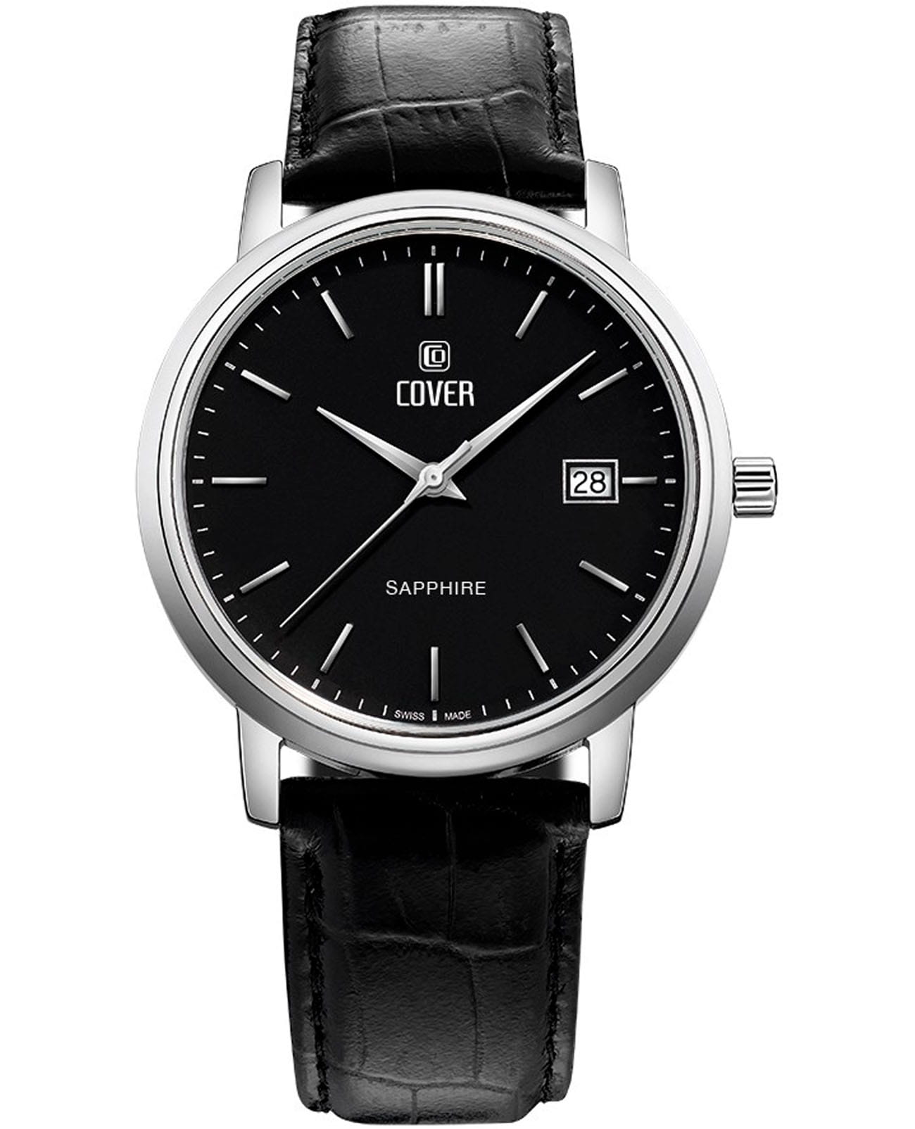 Cover Cover Essential CO2025.01  CO2025.01 кварцевые мужские часы черный циферблат, браслет кожаный — вид спереди