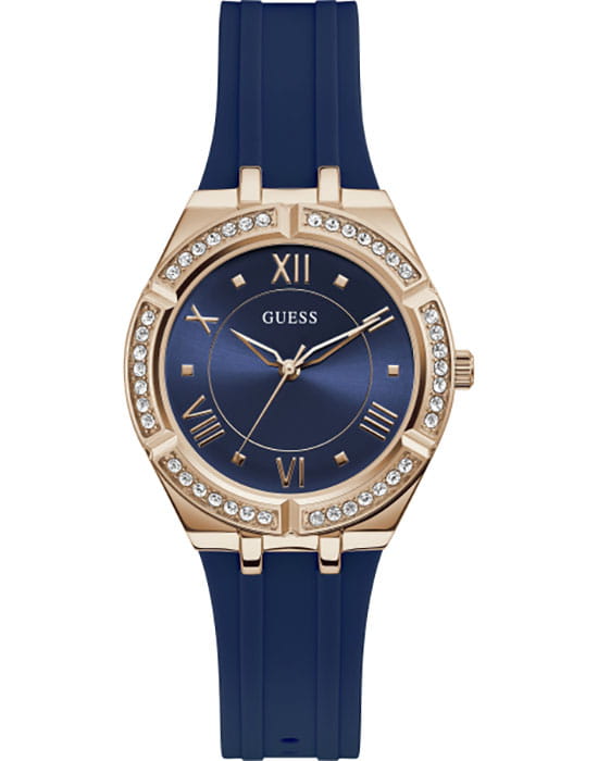 Guess GUESS GW0034L4  GW0034L4 кварцевые женские часы синий циферблат, браслет силикон — вид спереди