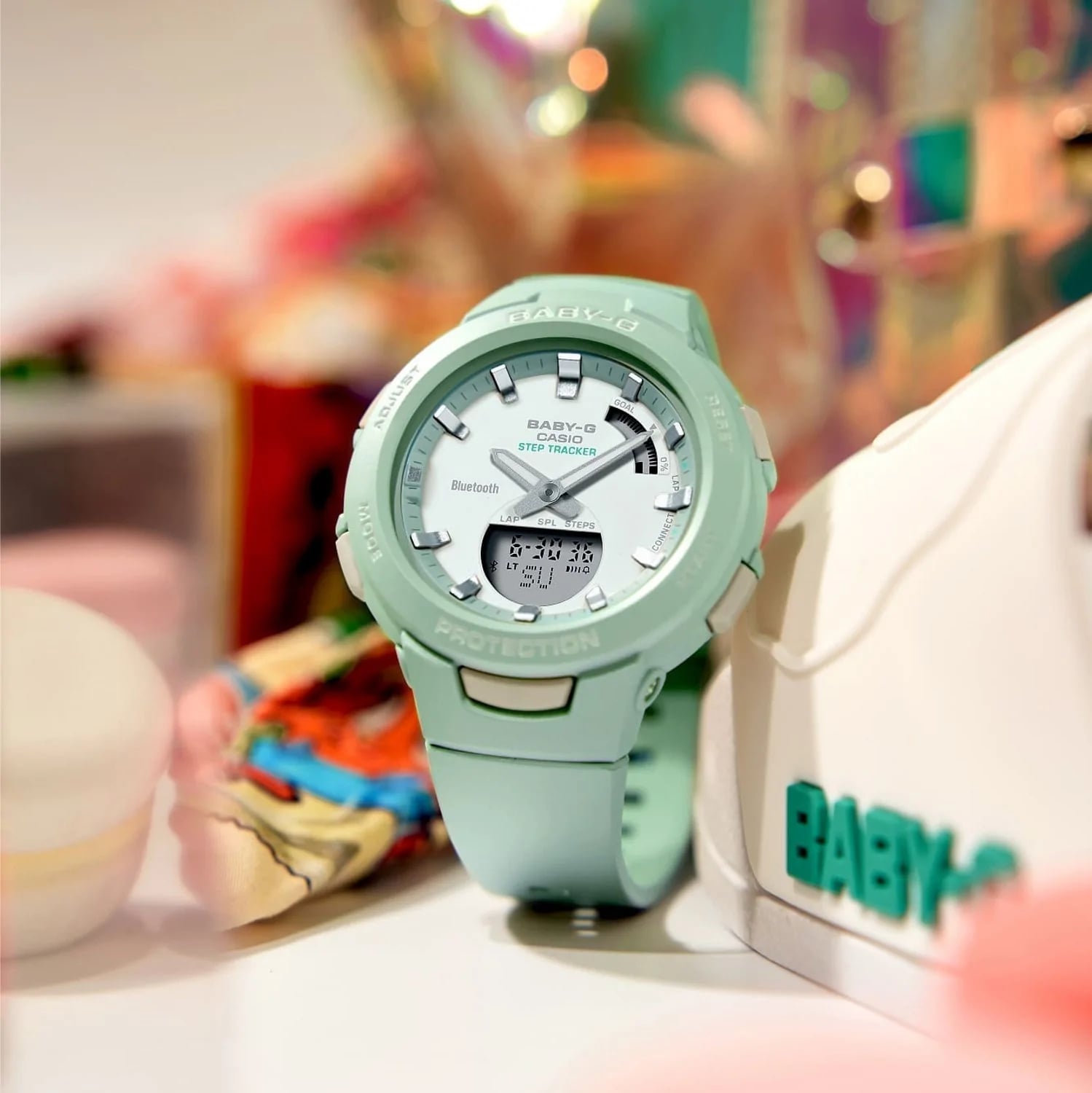 Casio Casio Baby-G BSA-B100CS-3A женские часы бирюзовый циферблат на запястье