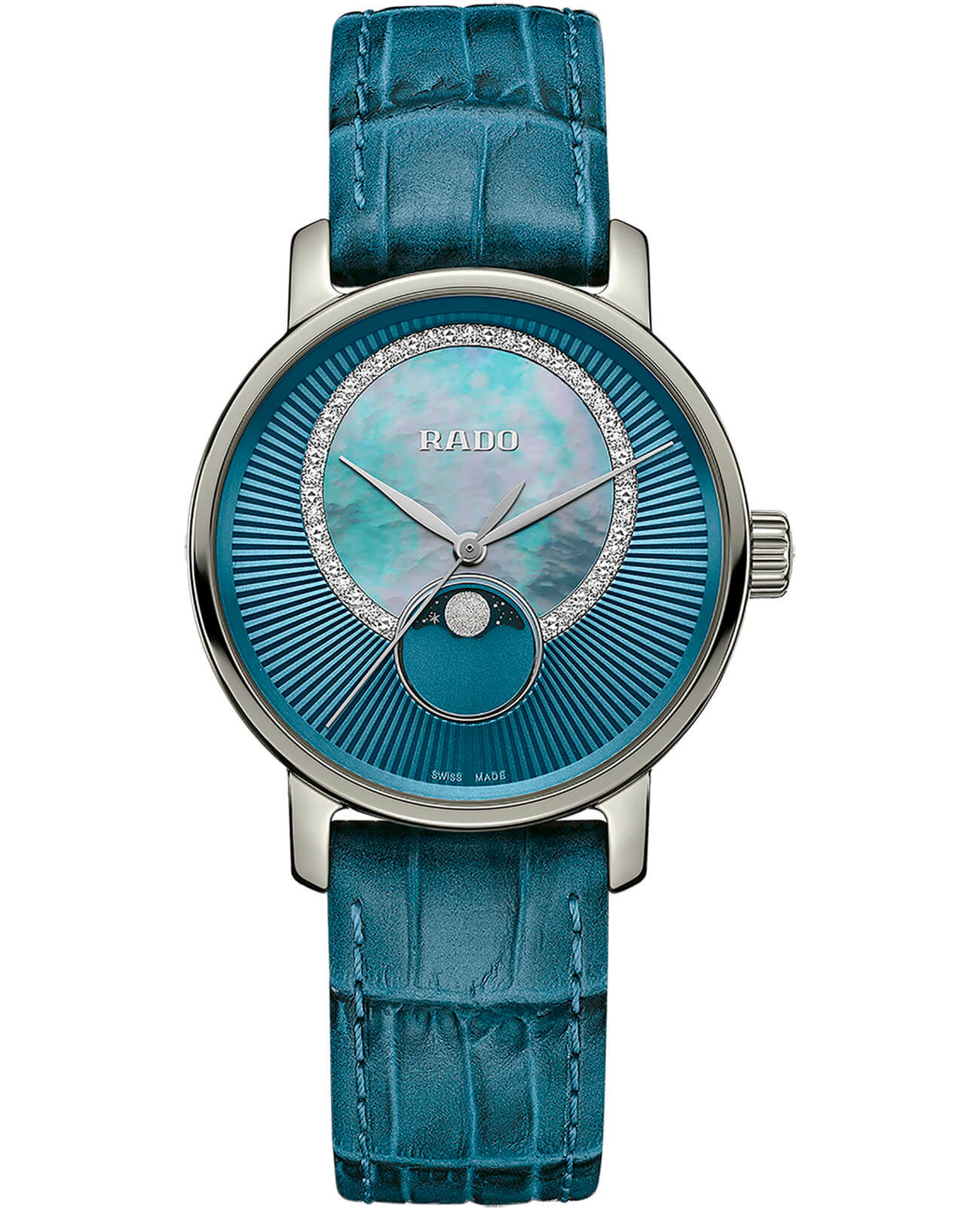 Rado Rado Diamaster R14055925  R14055925 кварцевые женские часы перламутровый циферблат, браслет кожаный — вид спереди