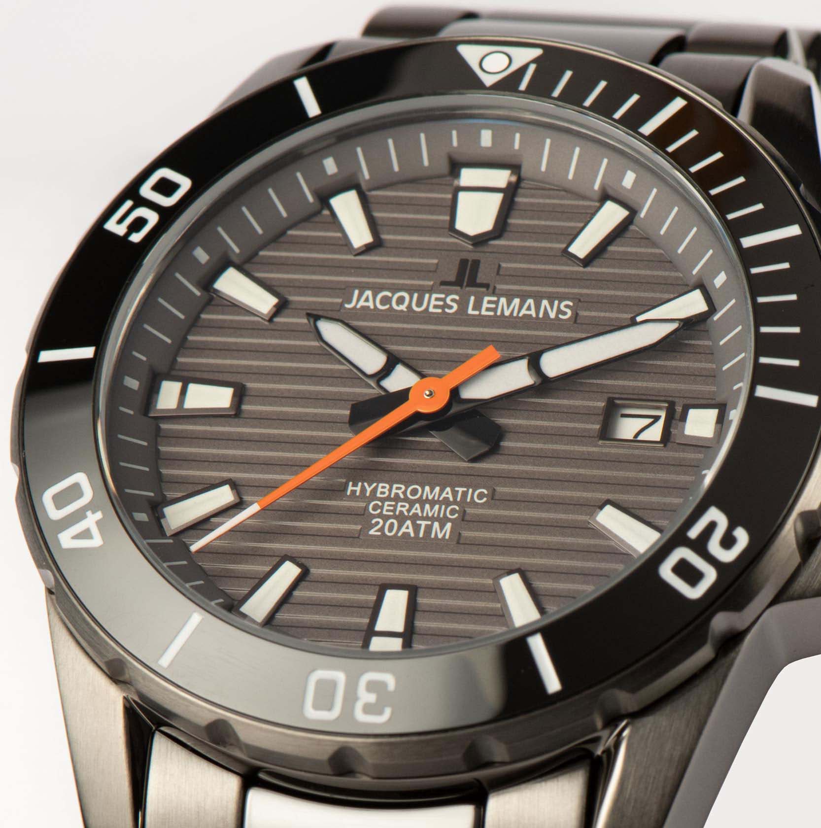 Jacques Lemans Jacques Lemans Hybromatic 1-2222A автокварц (кинетик) мужские часы часы крупный план серый циферблата