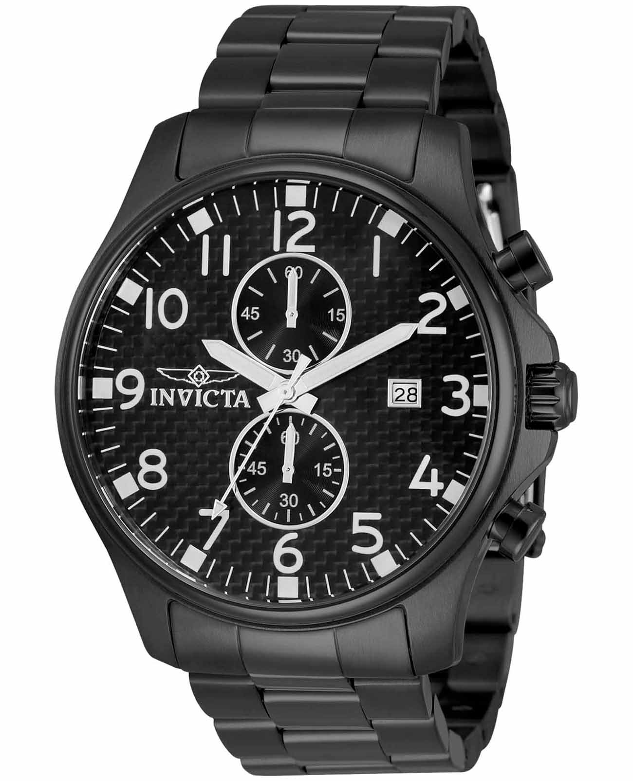 Invicta Invicta Specialty IN0383  IN0383 кварцевые мужские часы черный циферблат, браслет нержавеющая сталь с ip-покрытием — вид спереди