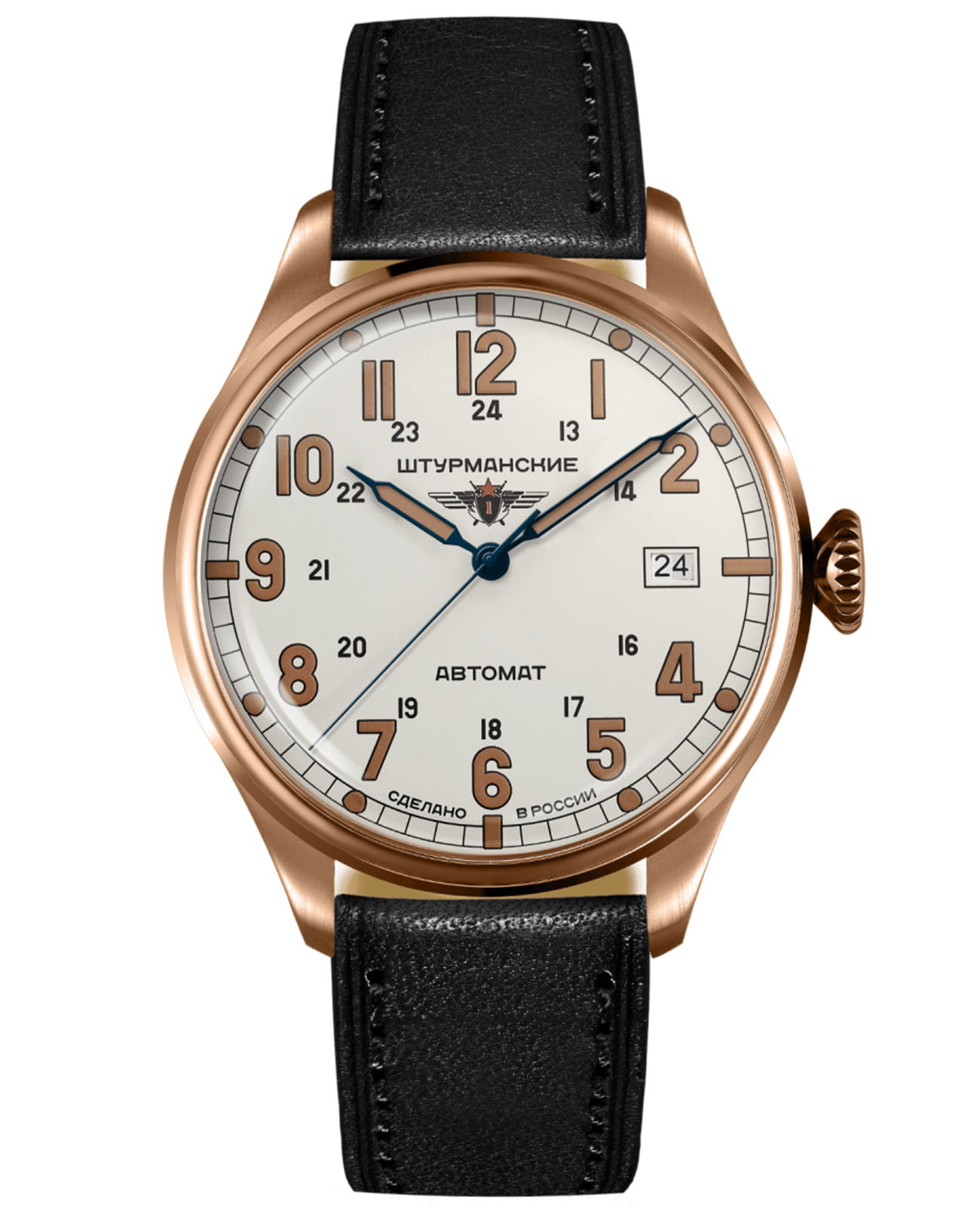 Штурманские Штурманские Арктика Наследие 2416/6829351  2416/6829351 механические мужские часы белый циферблат, браслет кожаный — вид спереди