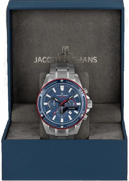 Jacques Lemans Jacques Lemans Liverpool 1-2141F кварцевые мужские часы часы крупный план синий циферблата