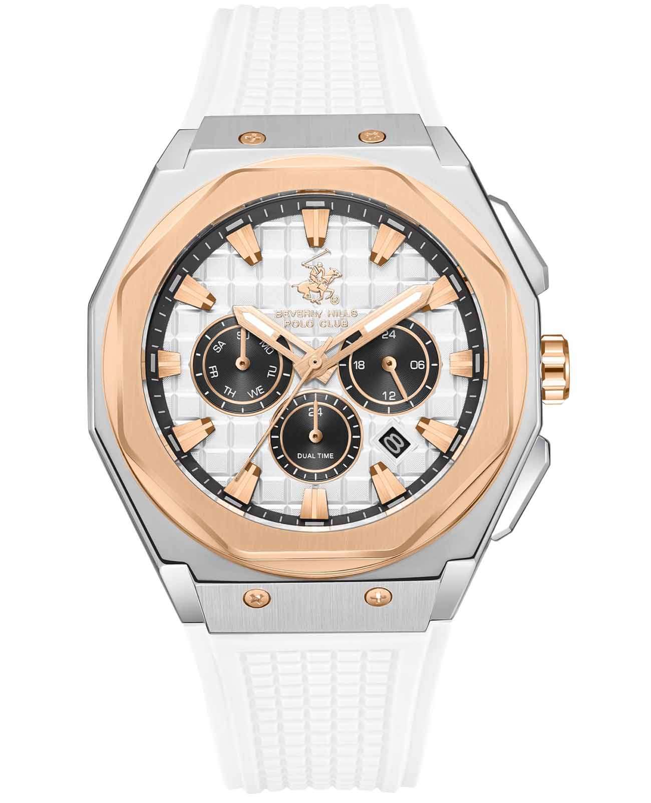 Beverly Hills Polo Club Beverly Hills Polo Club BP3718X.533  BP3718X.533 кварцевые мужские часы белый циферблат, браслет каучук — вид спереди
