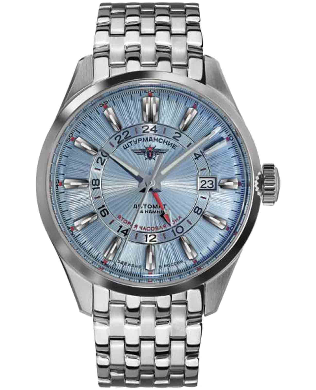 Штурманские Штурманские Открытый космос NH34/1891056B  NH34/1891056B механические мужские часы голубой циферблат, браслет нержавеющая сталь — вид спереди