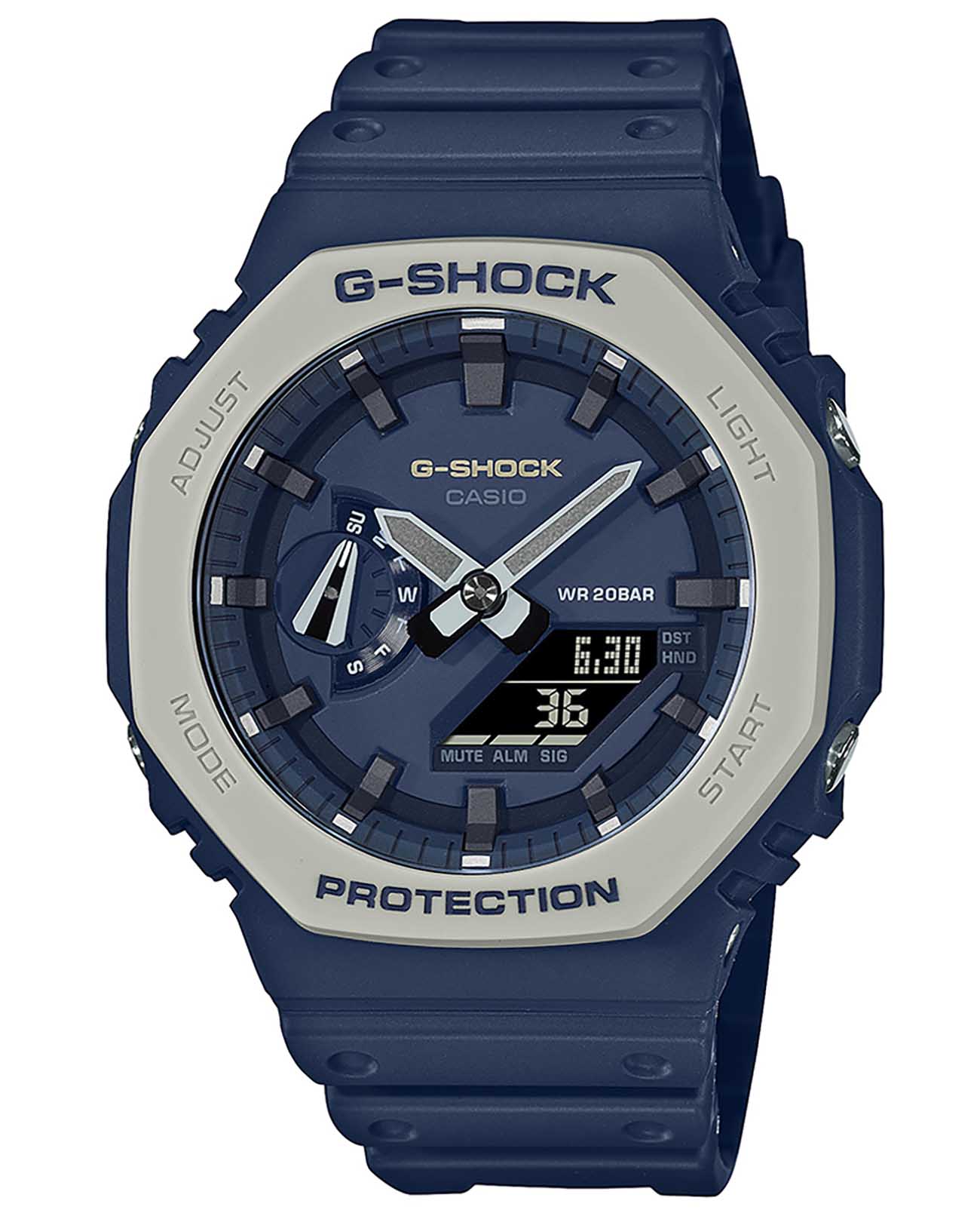 Casio Casio G-Shock GA-2110ET-2A GA GA-2110ET-2A электронные мужские часы синий циферблат, браслет пластик — вид спереди