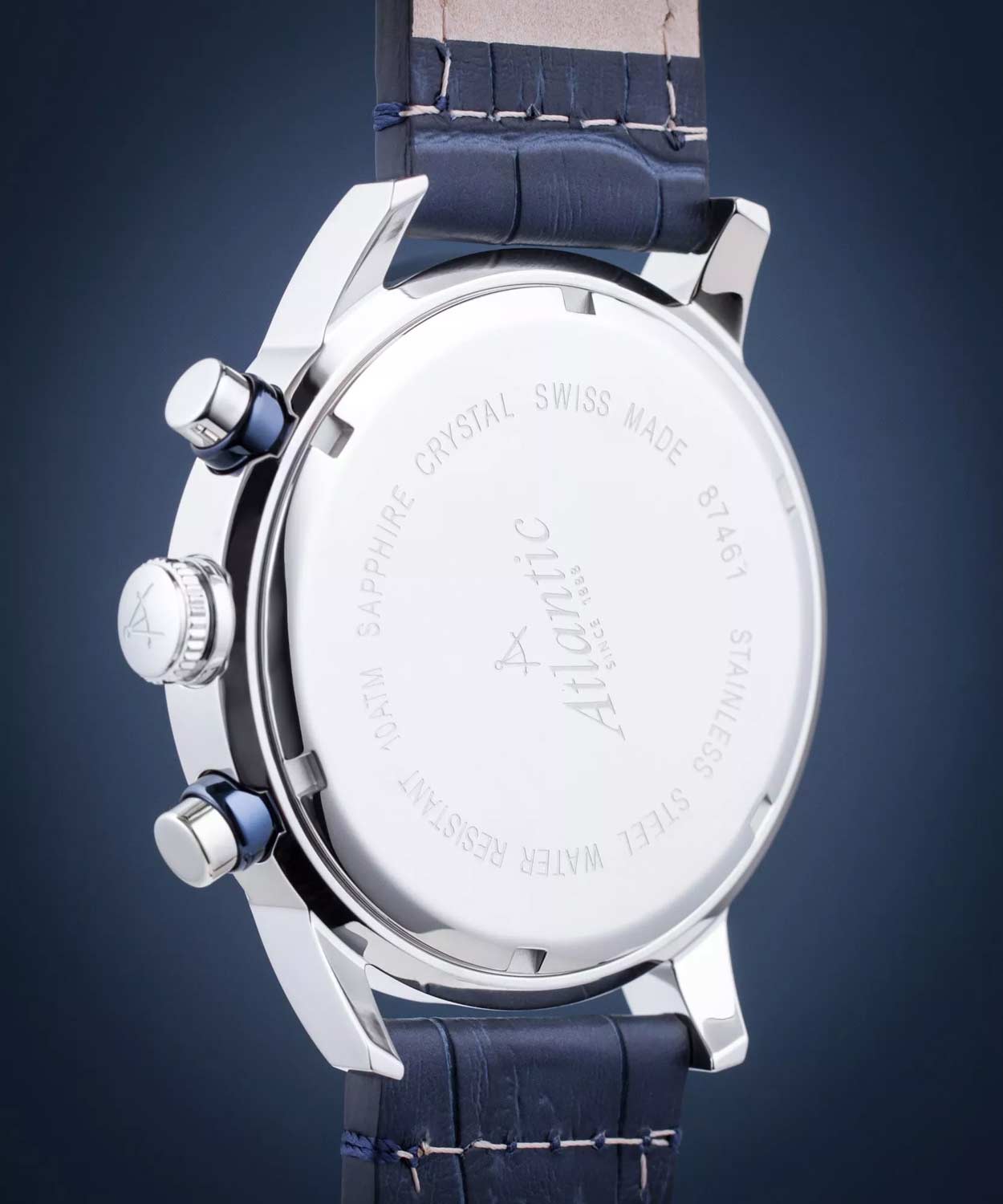 Atlantic Atlantic 87461.47.51,  швейцария мужские часы на браслете кожаный боковой вид