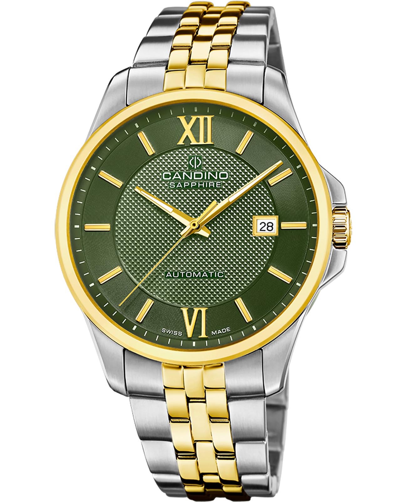 Candino Candino Automatic Gents C4769/3  C4769/3 механические мужские часы зеленый циферблат, браслет нержавеющая сталь с pvd-покрытием — вид спереди