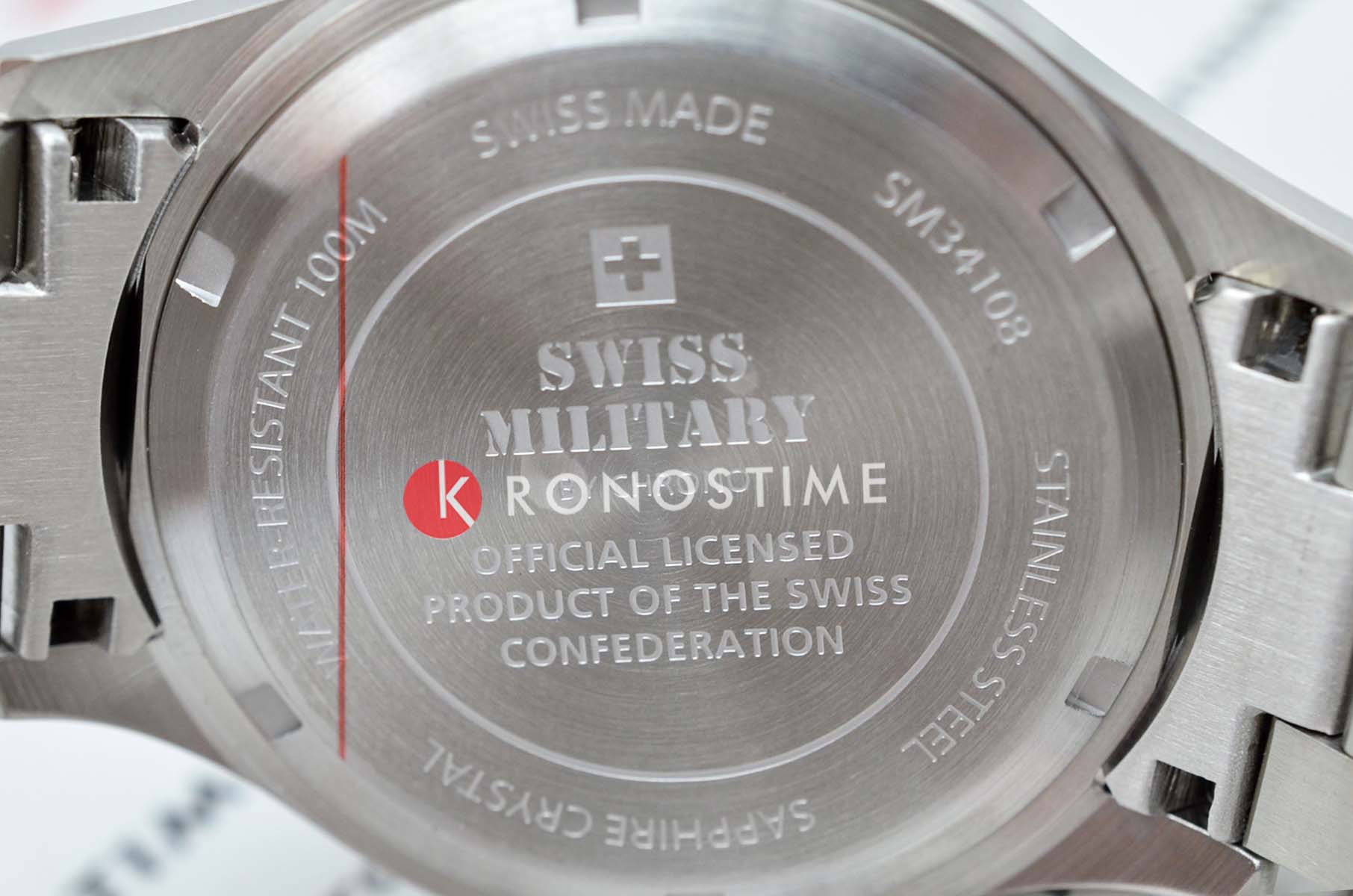 Swiss Military by Chrono Swiss Military by Chrono Classic Army SM34108.03  - задняя крышка сталь металл корпуса, швейцария часы