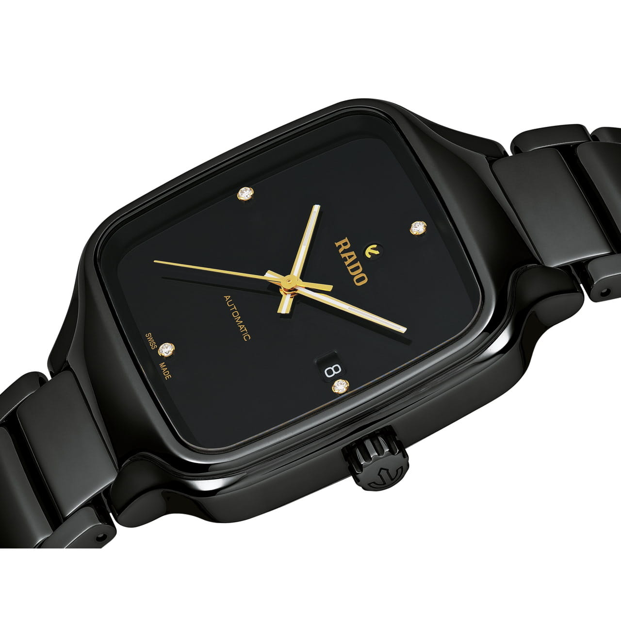 Rado Rado True Square Automatic Diamonds R27078722 , true square швейцария женские часы на браслете высокотехнологичная керамика + титан боковой вид