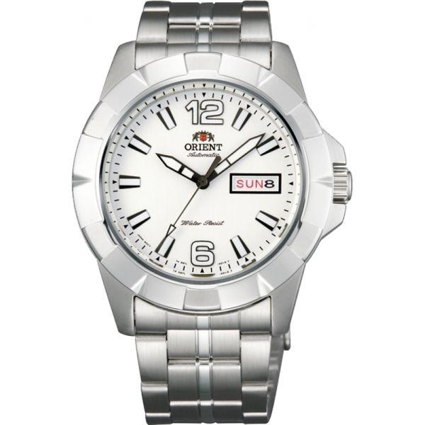 Orient Orient EM7L005W (FEM7L005W)  FEM7L005W механические мужские часы белый циферблат, браслет  — вид спереди