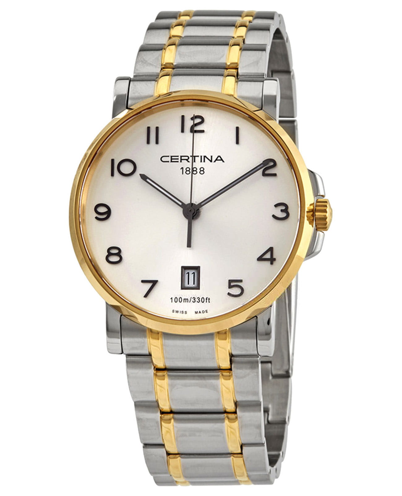Certina Certina DS Caimano C017.210.22.032.00 DS Caimano C0172102203200 кварцевые женские часы белый циферблат, браслет сталь c pvd покрытием — вид спереди