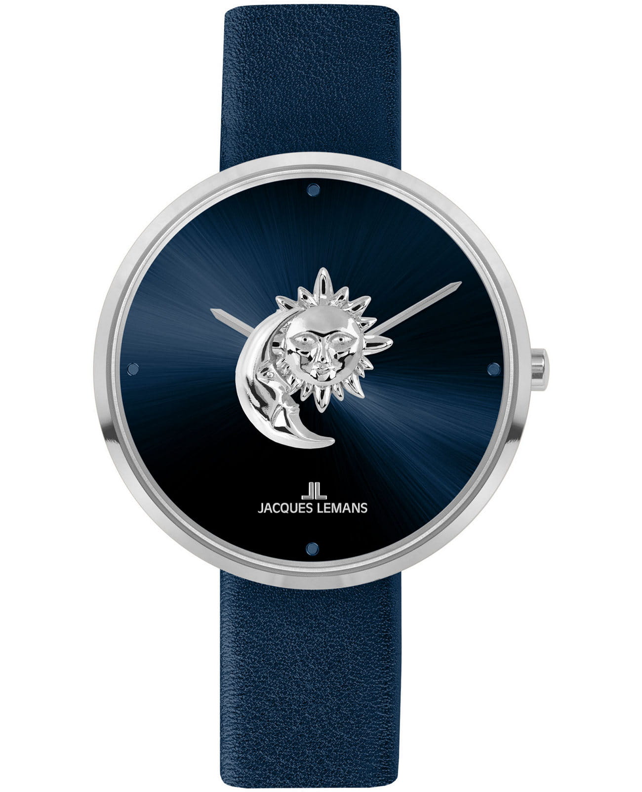 Jacques Lemans Jacques Lemans  Design Collection 1-2092C  1-2092C кварцевые женские часы синий циферблат, браслет кожаный — вид спереди