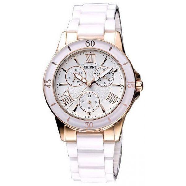 Orient Orient UT0F001W (FUT0F001W)  FUT0F001W  женские часы белый циферблат, браслет  — вид спереди