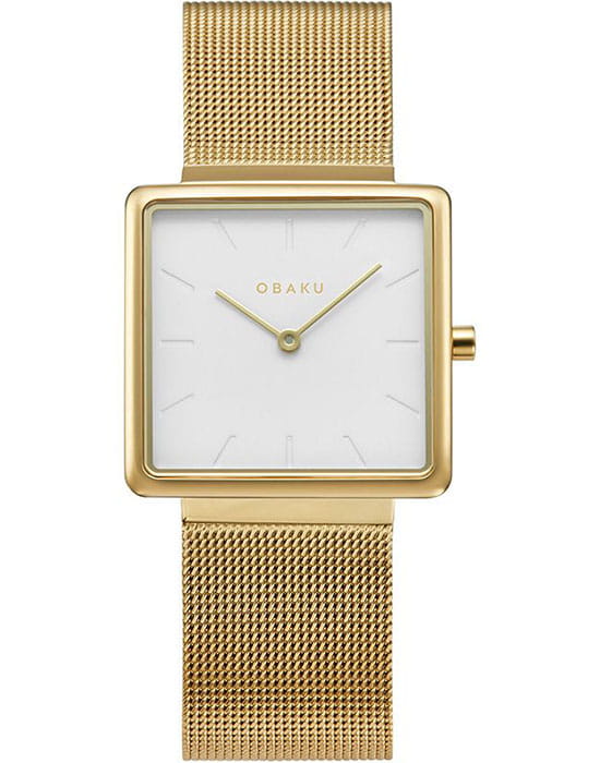 Obaku Obaku V236LXGIMG  V236LXGIMG кварцевые женские часы белый циферблат, браслет сталь с ip покрытием — вид спереди