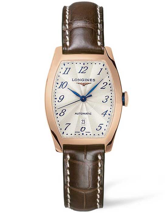 Longines Longines Evidenza L2.142.8.73.4  L21428734 механические женские часы серебристый циферблат, браслет кожаный — вид спереди