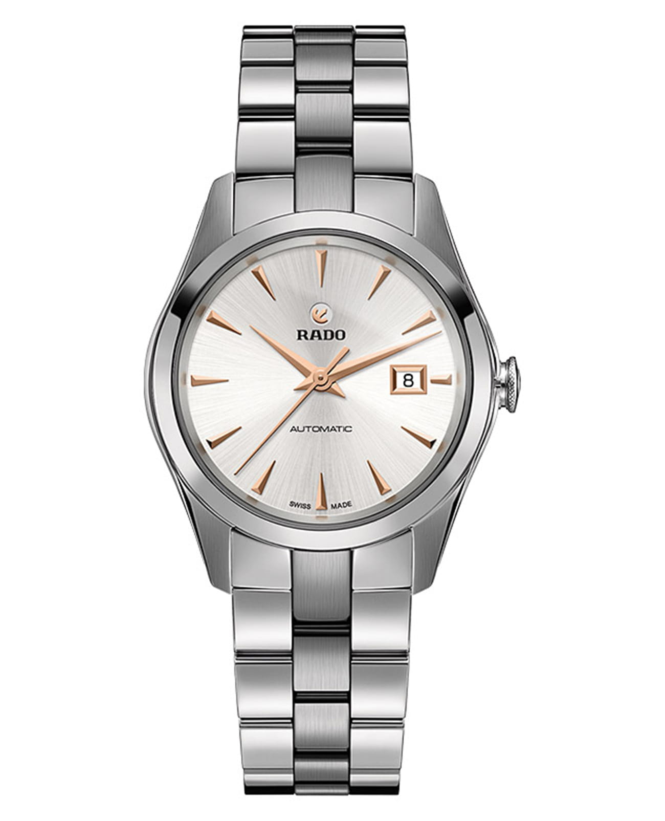 Rado Rado Hyperchrome Automatic R32091113 Automatic R32091113 механические женские часы серебристый циферблат, браслет сталь + высокотехнологичная керамика — вид спереди