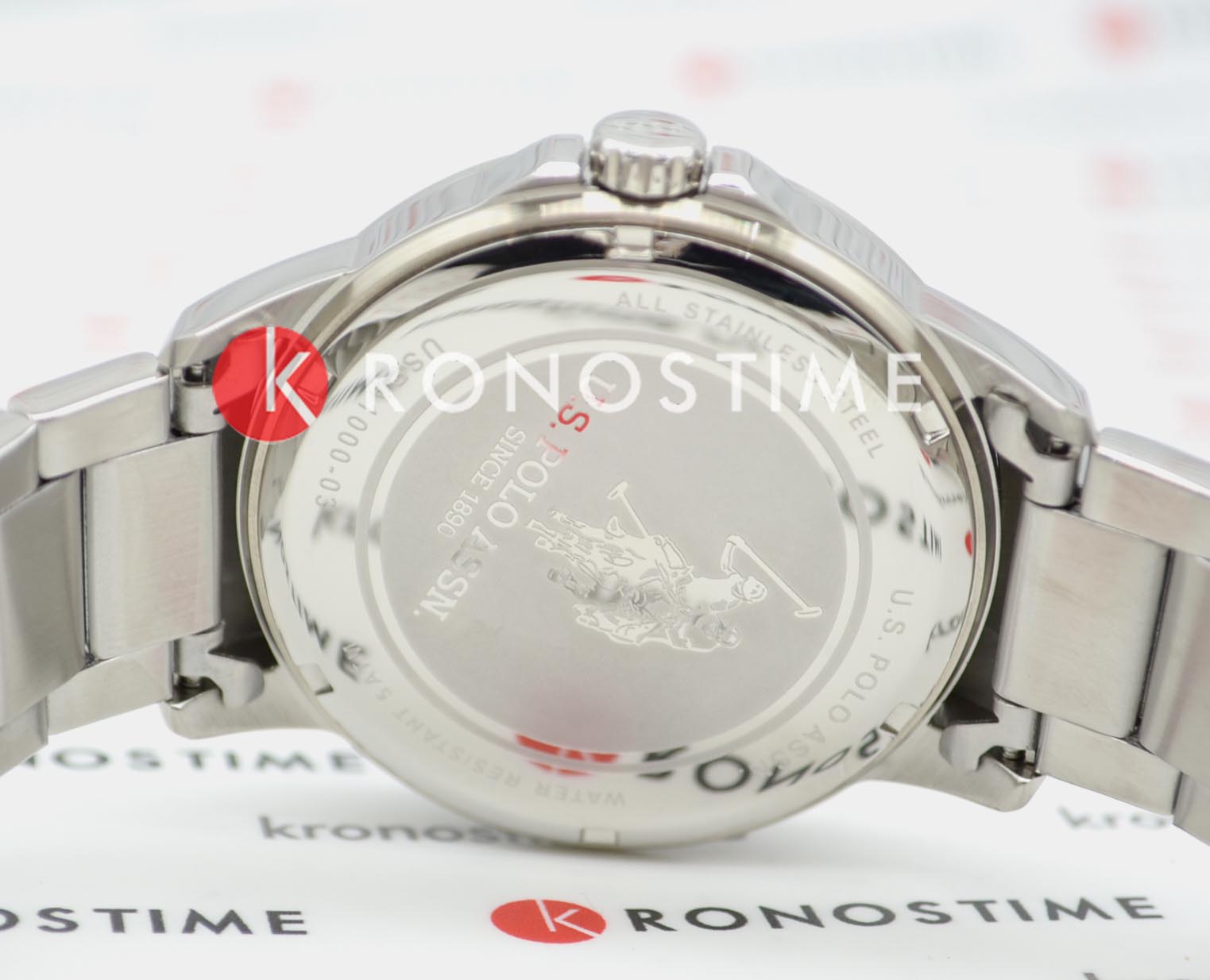 U.S. Polo Assn. U.S. Polo Assn. Crossing USPA1000-03  - задняя крышка металл сталь корпуса, сша часы