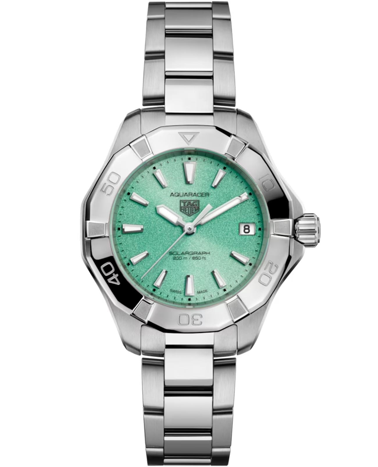 TAG Heuer TAG Heuer Aquaracer Professional Solargraph WBP1315.BA0005  WBP1315.BA0005 кварцевые женские часы зеленый циферблат, браслет нержавеющая сталь — вид спереди