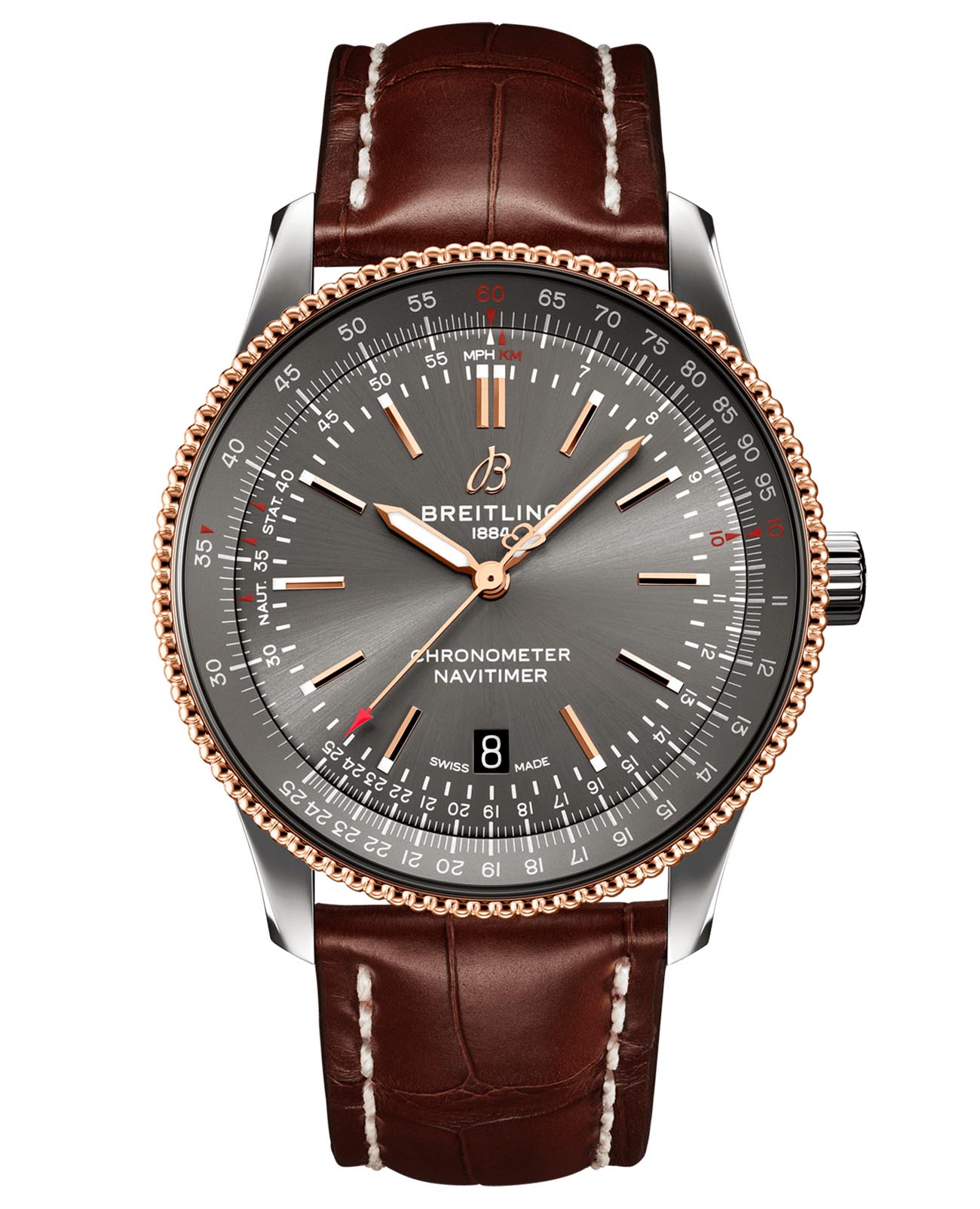 Breitling Breitling Navitimer Automatic 41 U17326121M1P2  U17326121M1P2 механические мужские часы антрацитовый циферблат, браслет кожаный — вид спереди