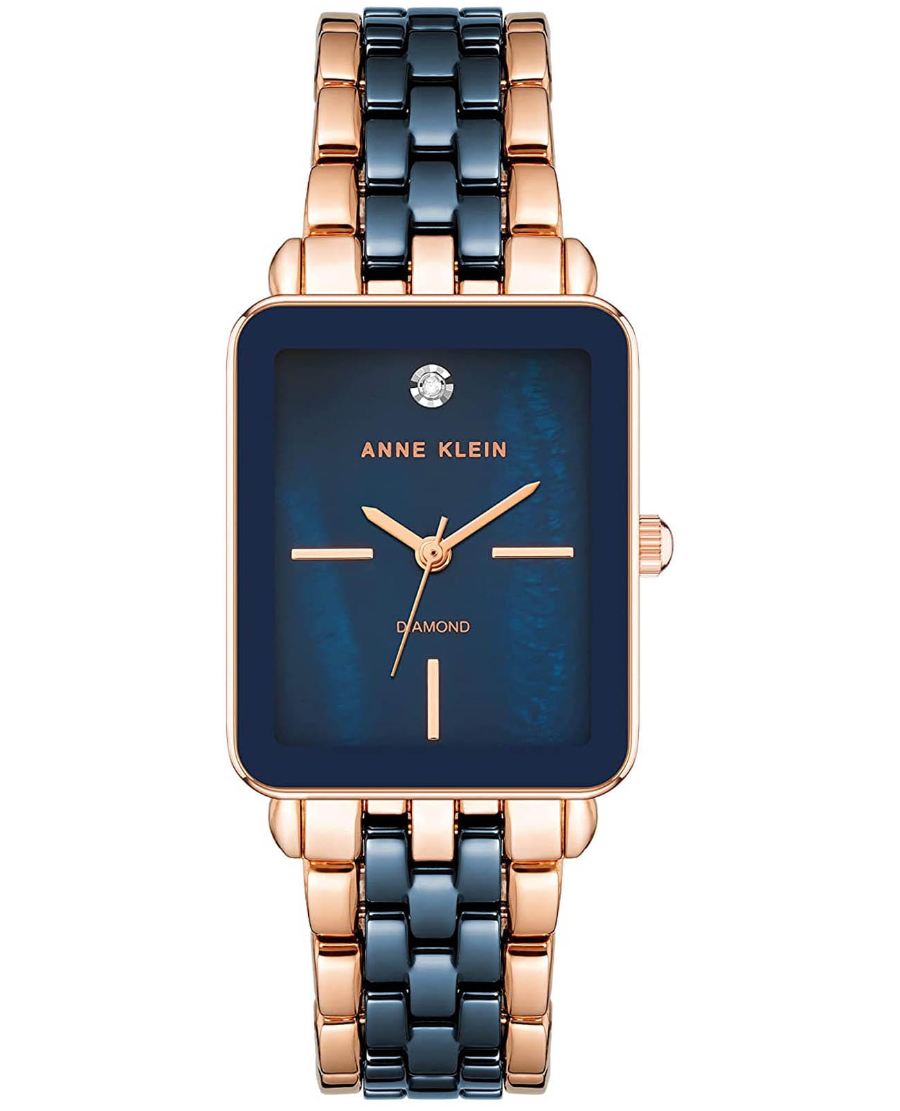 Anne Klein Anne Klein Diamond Dial 3668NVRG  3668NVRG кварцевые женские часы синий циферблат, браслет сталь c pvd покрытием — вид спереди