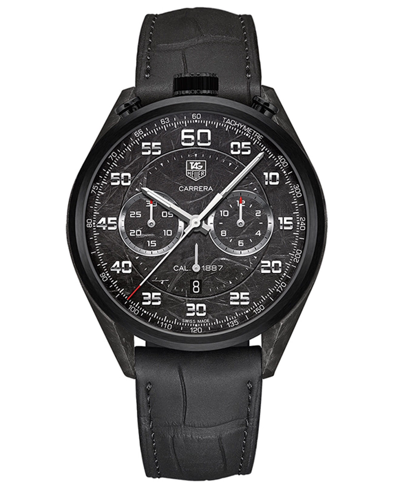 TAG Heuer TAG Heuer Carrera CAR2C90.FC6341  CAR2C90.FC6341 механические мужские часы черный циферблат, браслет кожаный — вид спереди
