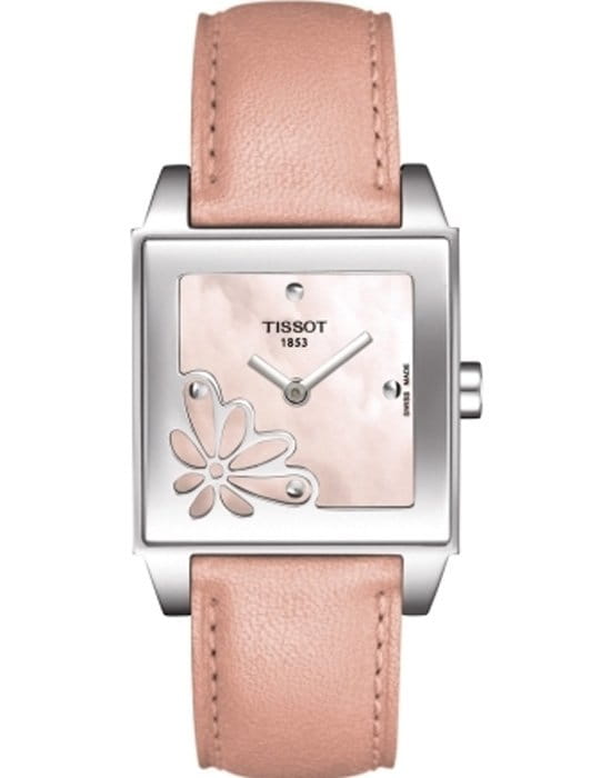Tissot Tissot T-Trend Fabulous Garden T017.309.16.151.00  T0173091615100 кварцевые женские часы перламутровый циферблат, браслет кожаный — вид спереди