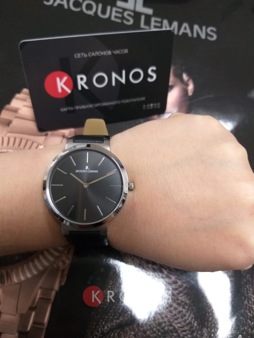 Jacques Lemans Jacques Lemans 1-1997A женские часы черный циферблат на запястье