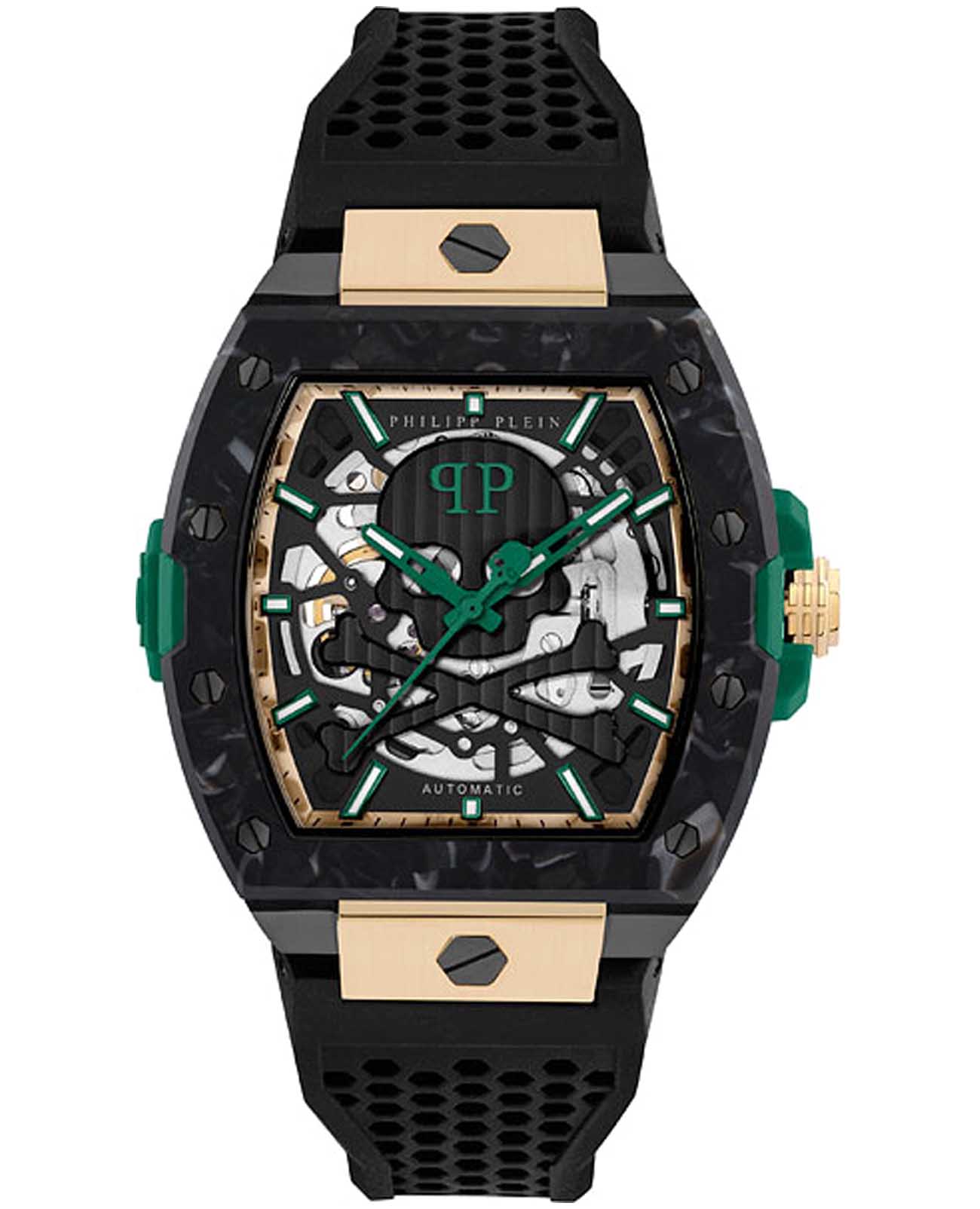 Philipp Plein Philipp Plein The Skeleton 2.0 PWJFA0325  PWJFA0325 механические мужские часы  циферблат, браслет силикон — вид спереди