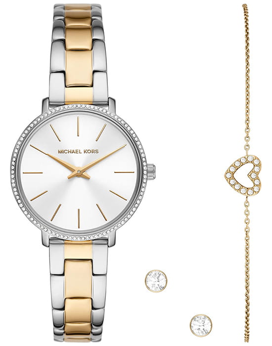 Michael Kors Michael Kors Pyper MK1041  MK1041 кварцевые женские часы белый циферблат, браслет сталь c pvd покрытием — вид спереди