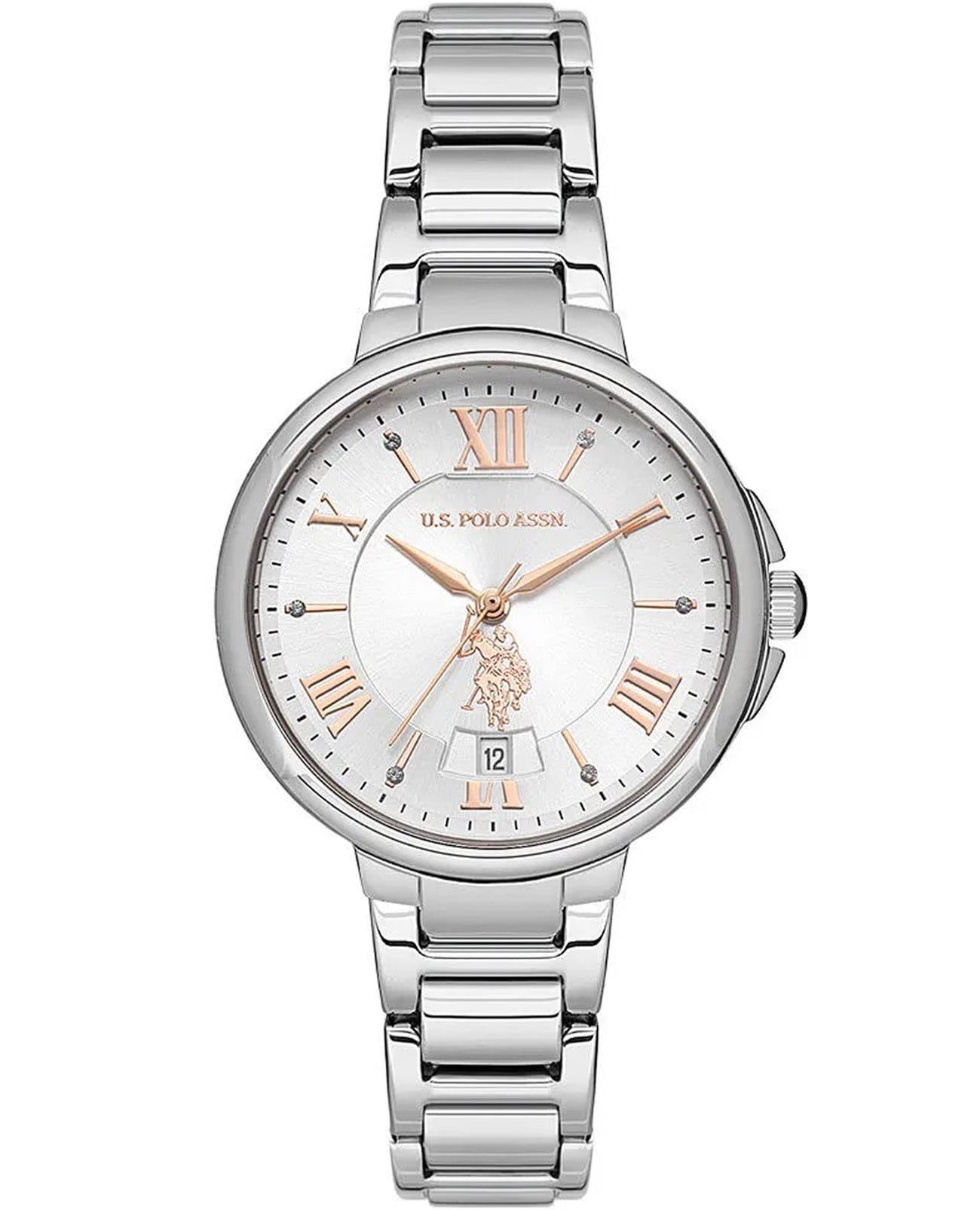 U.S. Polo Assn. U.S. Polo Assn. Stile USPA2012-07  USPA2012-07 кварцевые женские часы серебристый циферблат, браслет нержавеющая сталь — вид спереди