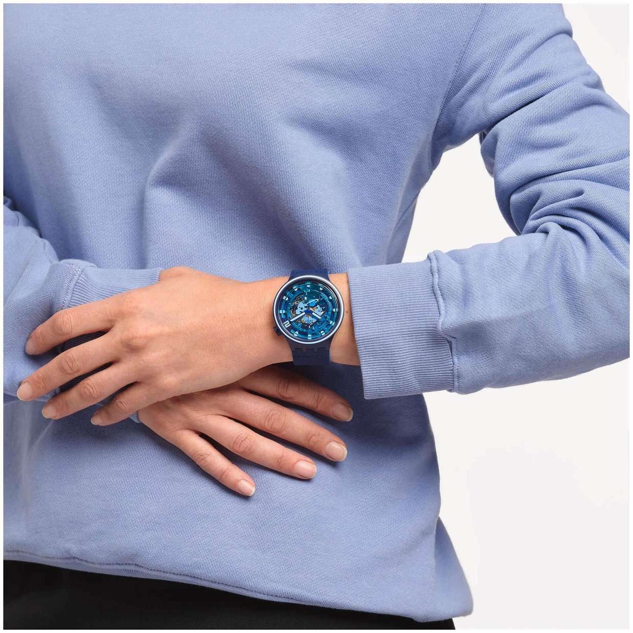 Swatch Swatch Big Bold Lacquered SB01N101 мужские часы синий циферблат на запястье