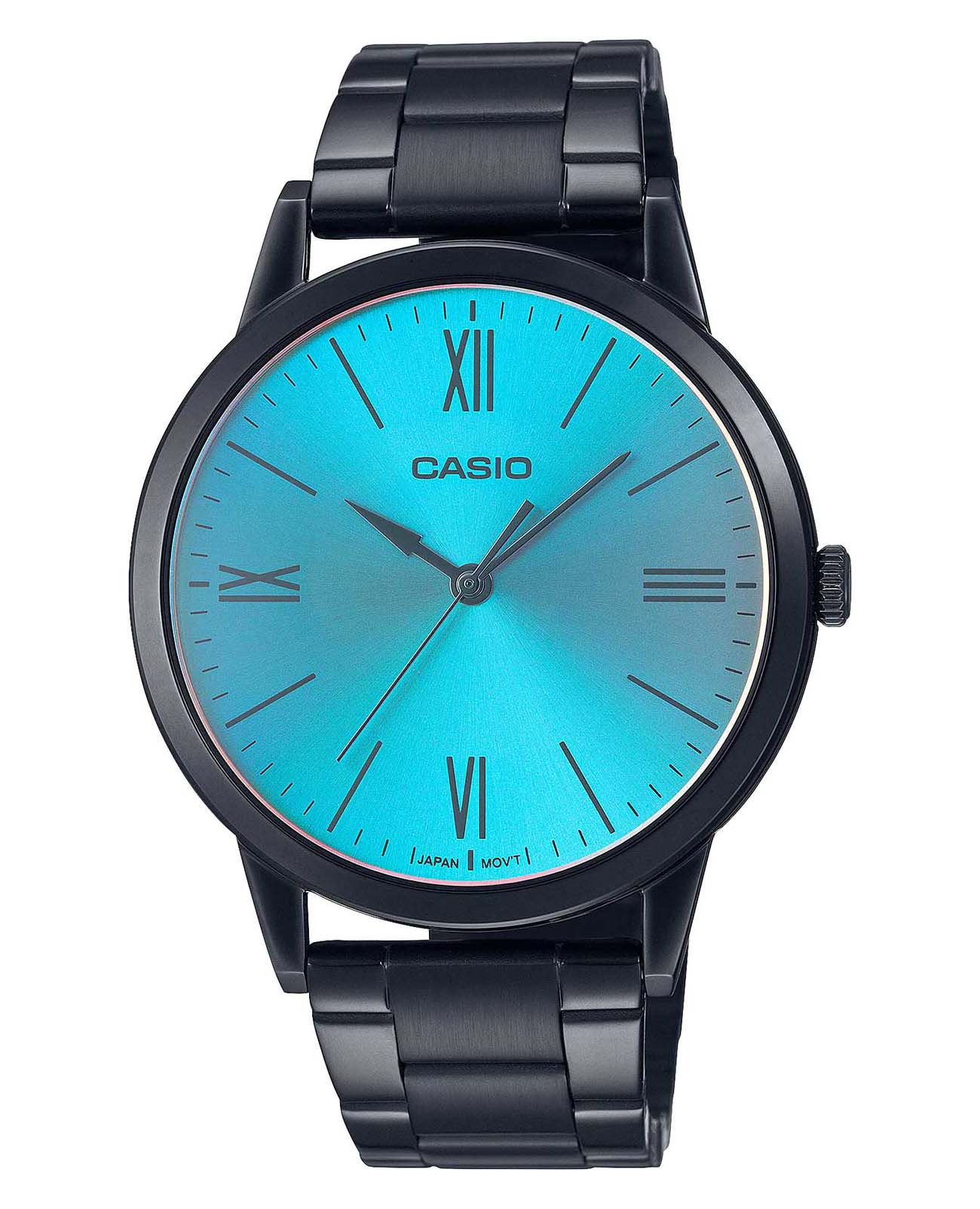Casio Casio Collection MTP-E600B-2B  MTP-E600B-2B кварцевые мужские часы синий циферблат, браслет сталь с ip покрытием — вид спереди