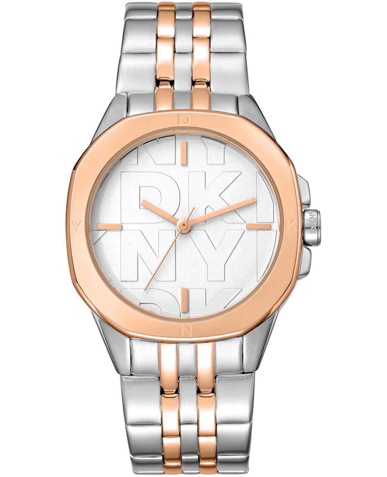 DKNY DKNY Brooklyn Midi DK1L012M0105  DK1L012M0105 кварцевые женские часы серебристый циферблат, браслет нержавеющая сталь с ip-покрытием — вид спереди
