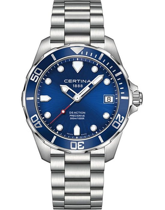 Certina Certina DS Action C032.410.11.041.00 DS Action C0324101104100 кварцевые мужские часы синий циферблат, браслет нержавеющая сталь — вид спереди