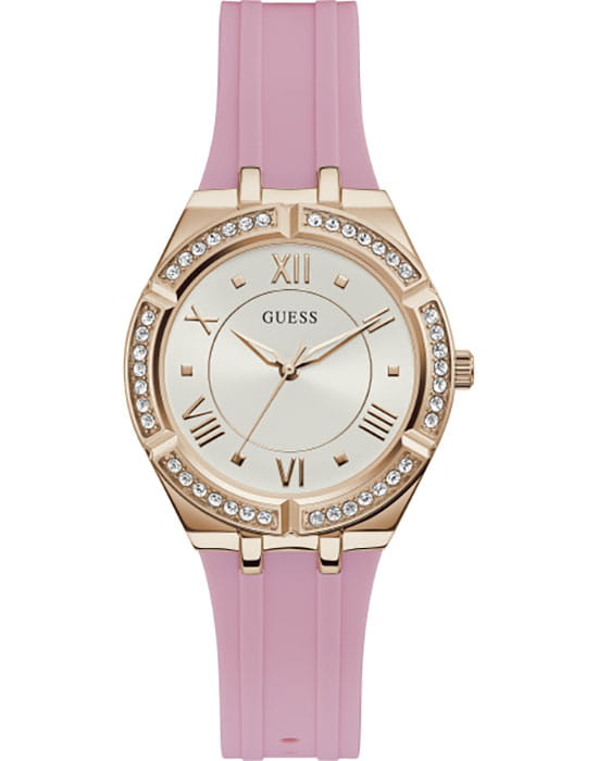 Guess GUESS GW0034L3  GW0034L3 кварцевые женские часы белый циферблат, браслет силикон — вид спереди