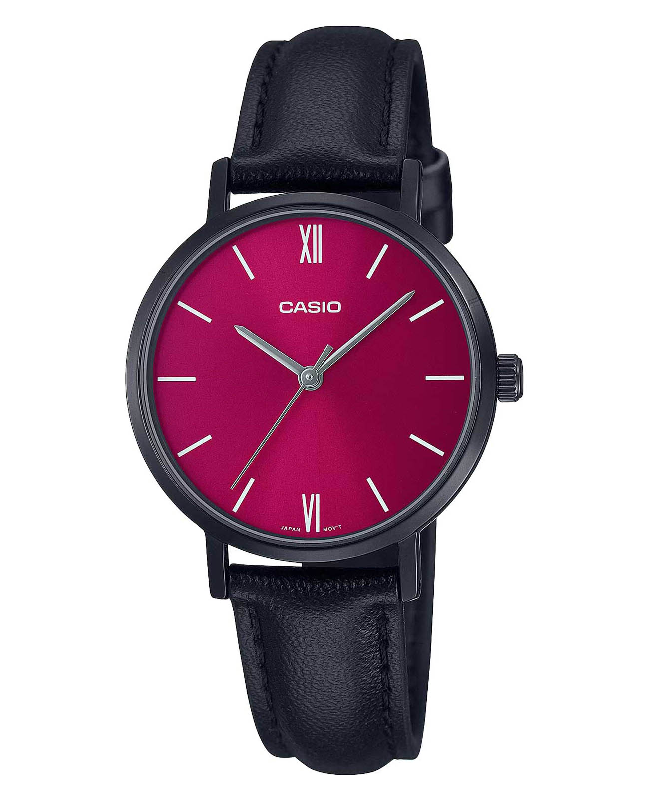 Casio Casio Collection LTP-VT02BL-4A  LTP-VT02BL-4A кварцевые женские часы фиолетовый циферблат, браслет кожаный — вид спереди