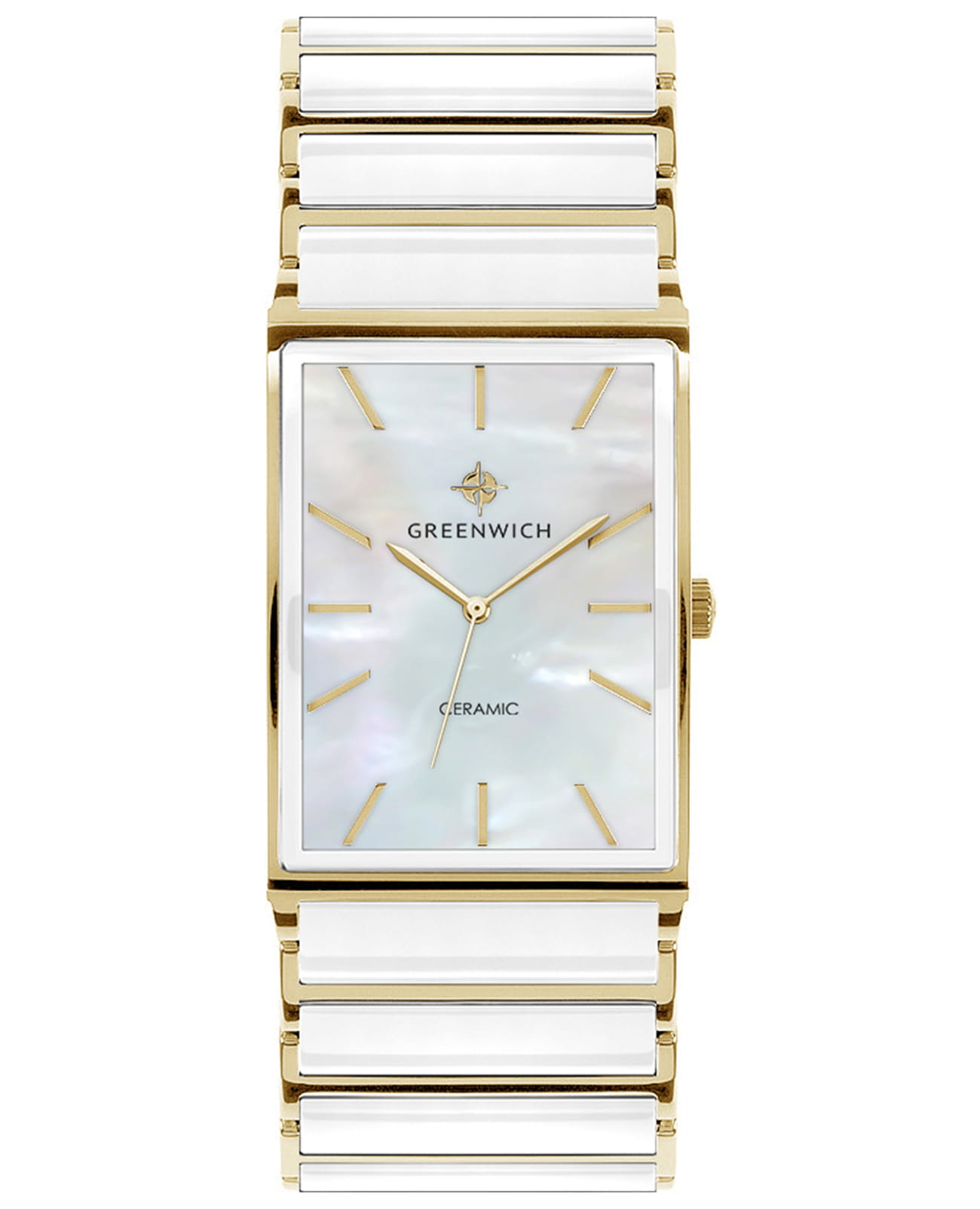 Greenwich Greenwich GW 521.20.33  GW 521.20.33 кварцевые женские часы перламутровый циферблат, браслет керамика — вид спереди