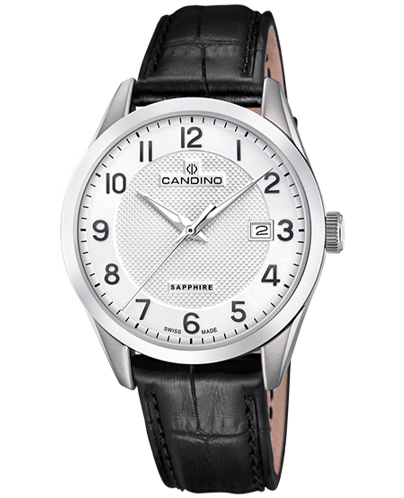 Candino Candino Couple Gents C4710/A  C4710/A кварцевые мужские часы серебристый циферблат, браслет кожаный — вид спереди