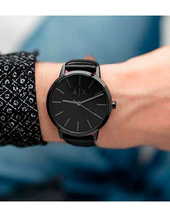 Armani Exchange Armani Exchange Cayde  AX2705,  италия мужские часы на браслете кожаный боковой вид