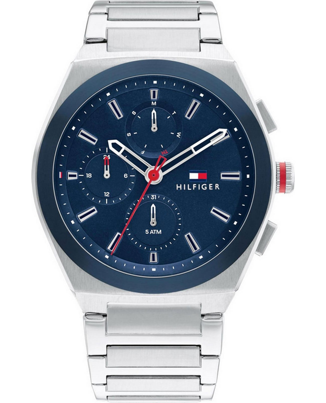 Tommy Hilfiger Tommy Hilfiger Multifunction 1791896  1791896 кварцевые мужские часы синий циферблат, браслет нержавеющая сталь — вид спереди