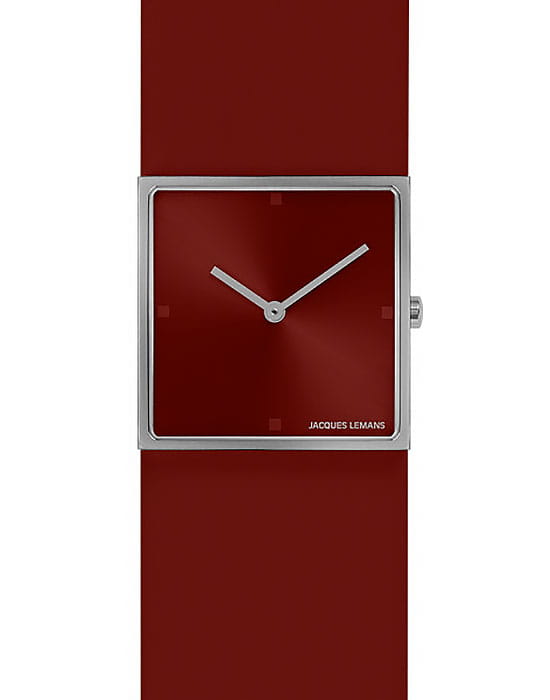 Jacques Lemans Jacques Lemans La Passion 1-2057E  1-2057E кварцевые женские часы красный циферблат, браслет кожаный — вид спереди