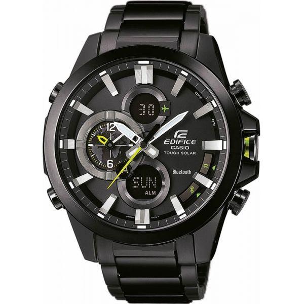 Casio Casio Edifice ECB-500DC-1A ECB ECB-500DC-1A кварцевые мужские часы черный циферблат, браслет сталь с ip покрытием — вид спереди