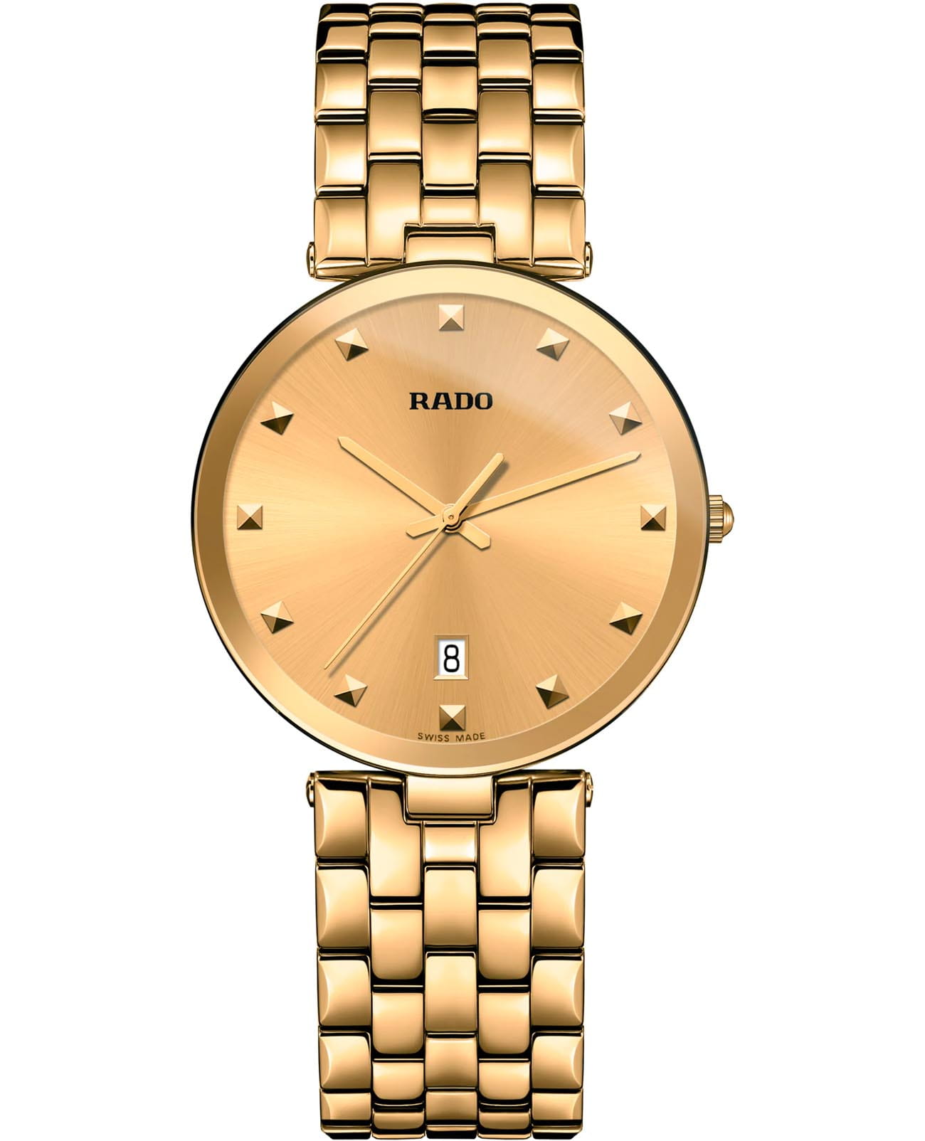 Rado Rado Florence R48868253  R48868253 кварцевые мужские часы золотой циферблат, браслет нержавеющая сталь с pvd-покрытием — вид спереди