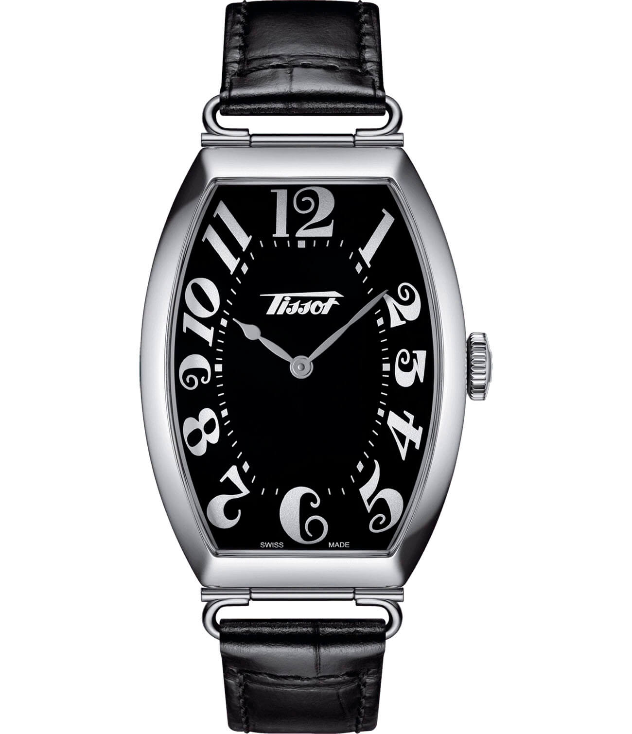 Tissot Tissot Heritage Porto T128.509.16.052.00  T1285091605200 кварцевые мужские часы черный циферблат, браслет кожаный — вид спереди